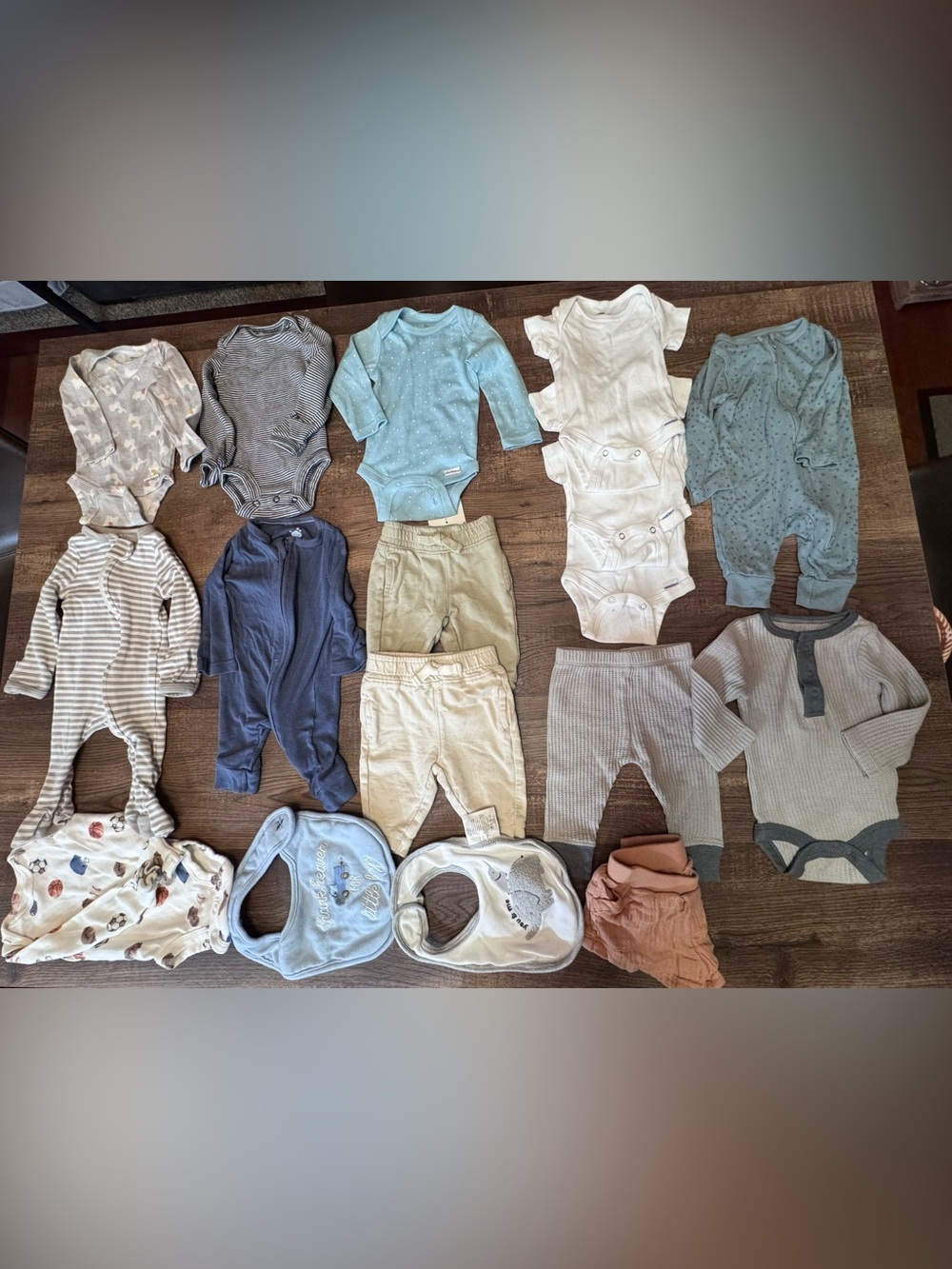 Gerber Baby Bodysuits and Sleepers in Blue, Gray, Navy Newborn-OM